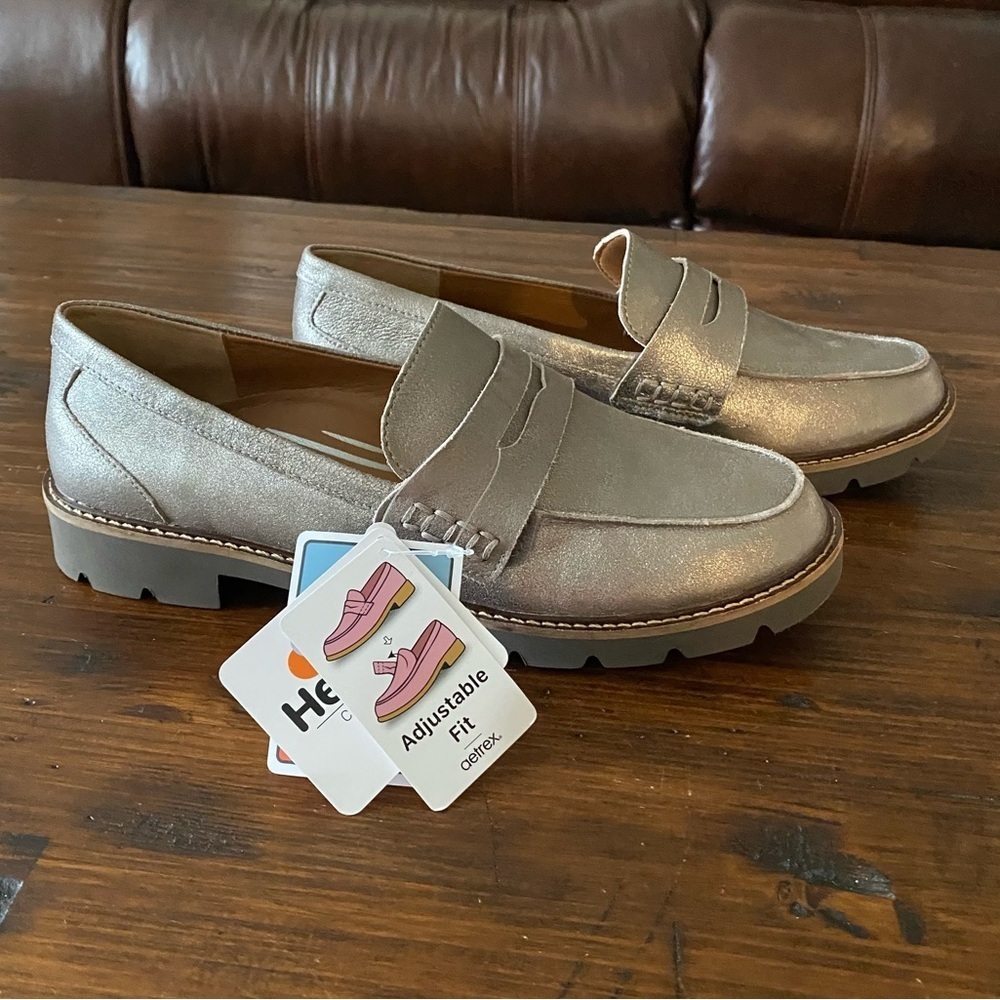 Aetrex‎ Womens Collette Loafer Shoe - Brushed Silver NWT Size EU 38 US 7.5-8